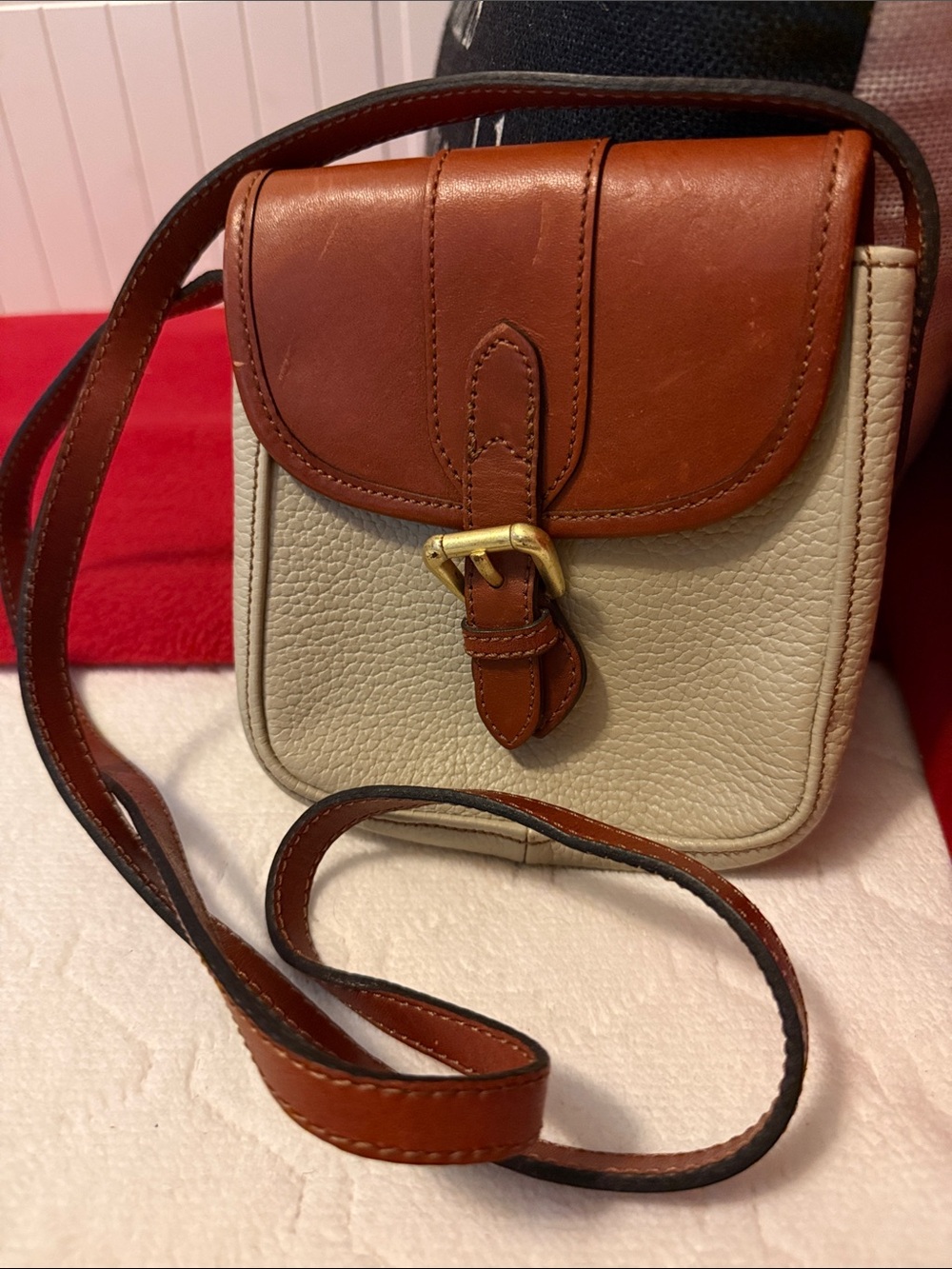 Liz Claiborne Co Leather Two-Tone Crossbody Bag in Brown and Cream